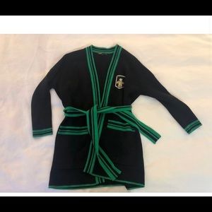 Maje Black and Green Appliqué Cardigan